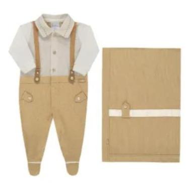 Imagem de Kit Saída Maternidade Luxo Bebê Menino Linho Paraiso 17759-Masculino