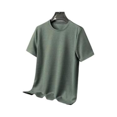 Imagem de Novo verão waffle em torno do pescoço manga curta camiseta para homem 