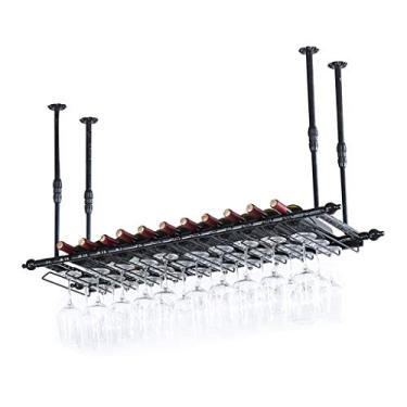 Imagem de Moldura de vidro para copo de vinho rack de vinho de metal, altura e espaçamento ajustável, suporte de copo de vinho pendurado, adequado para restaurantes, bares, prateleiras de vinho Ktv/80 cm