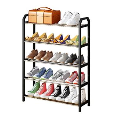 Imagem de Sapateira simples para entrada em casa quatro camadas de rack de armazenamento de grande capacidade, fácil de montar, preto/branco (cor: branco, tamanho: 56 cm/22 polegadas) (preto 42 cm/16,5