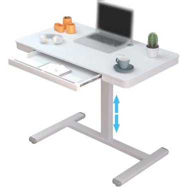 Imagem de Mesa de pé sobre a cama, altura ajustável, mesa de computador doméstico com gaveta, mesa de estudo ajustável em altura, mesa de elevação manual, para escritório (cor: B, tamanho: 90 * 50 * 70-102 cm)