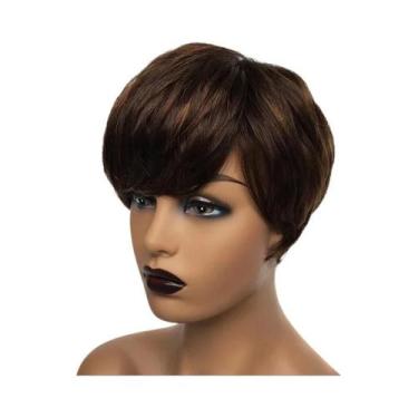 Imagem de Peruca De Cabelo Humano Curto Estilo Bob Pixie Para Mulheres, Peruca C