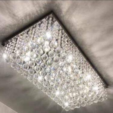 Imagem de Lustre Para Sala De Cristal Legítimo K9 Base Inox 80x25 Cm