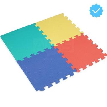 Imagem de Kit 4 Tapete infantil emborrachado 50x50cm tatame eva - AMS, Rosa flex