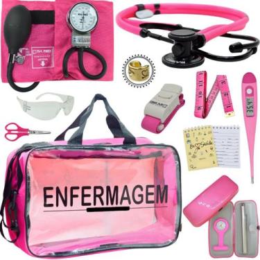 Imagem de Kit Enfermagem Simples P.A Med Black Pink Esteto, PINK BLACK TRANSPARE