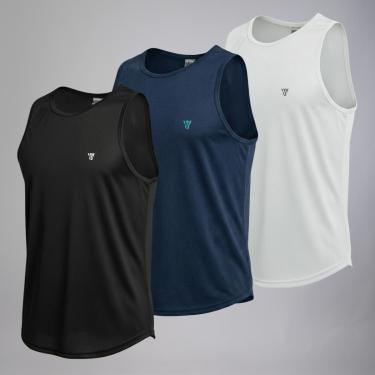 Imagem de Kit 3 Camisetas  Masculinas Regata Dry Passeio  Treino Verão-Masculino