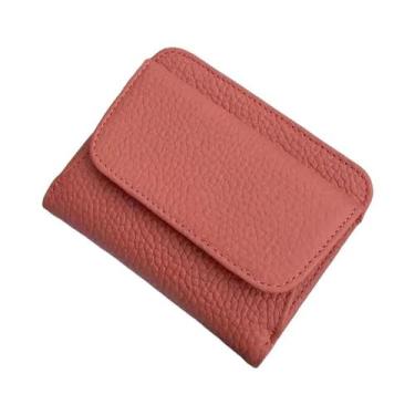 Imagem de Carteira Feminina De Couro Genuíno Multifuncional Pequena Dobrável Com