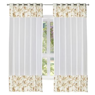 Imagem de Cortina Dupla Forro Devorê Marselha 300x250cm Marfim Casa Doro