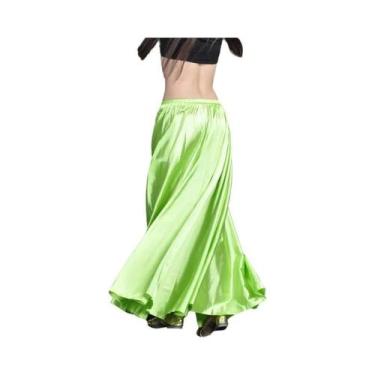 Imagem de Saia Longa De Dança Do Ventre Espanhola Em Cetim Brilhante Com 14 Core