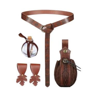 Imagem de Bolsa De Cinto De Couro PU Estilo Pirata Medieval Renascentista Com Ga