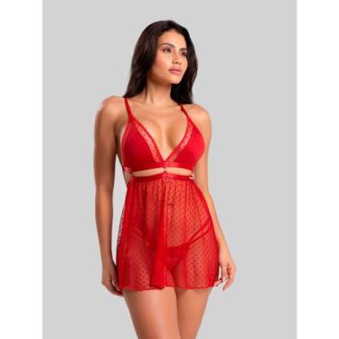 Imagem de Camisola Sensual Juliette Tule Transparente com Calcinha Fio Dental Se