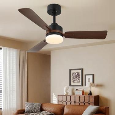 Imagem de GreeLustr Ventilador de teto regulável com luz, ventiladores de fazenda de 106 cm para sala de jantar interna e externa, ventiladores de teto industriais modernos com controle remoto, montagem