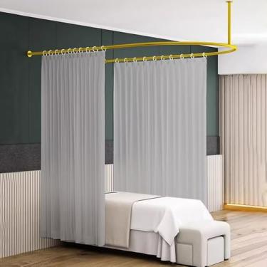 Imagem de Divisória de cortina de privacidade para salão de beleza - haste em forma de U montada na parede com cortina divisória de sala para uso em salão de beleza e spa - Design durável e elegante