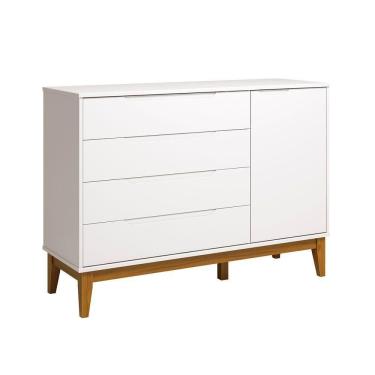 Imagem de Comoda Sapateira Elfe Classic 1 Porta 4 Gavetas Branco Fosco - Moveisaqui