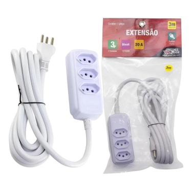 Imagem de Extensão 3 Tomadas Tripolar 20A 3M Branco