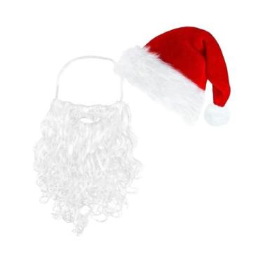 Imagem de Conjunto De Chapéu De Papai Noel Vermelho De Pelúcia Para Adultos, Hom