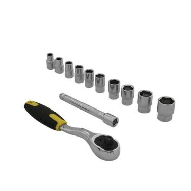 Imagem de Jogo De Soquete 3/8'' Cromo Vanádio 12 Peças - Chave Catraca E Extensor - Dtools