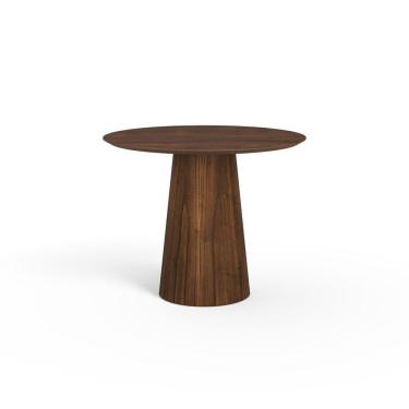Imagem de Mesa De Jantar Redonda 100cm Scandi 4 Lugares Lamina Natural De Madeira Castanho