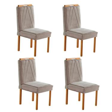 Imagem de Conjunto 4 Cadeiras Safira Em Madeira Maciça Móveis Mundial Marrom Acinzentado
