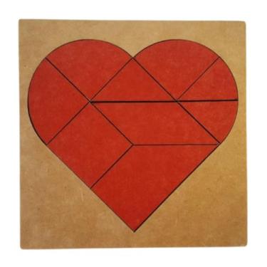 Imagem de Quebra cabeça Tangram Coração Desafio Raciocínio Lógico Brinquedos Edu