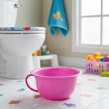 Imagem de Pinico Infantil Simples De Plástico Retrô 1,2 Litros - Plasútil, Rosa