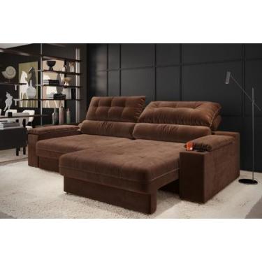 Imagem de Sofá Retrátil Reclinável 4 Lugares Portacopos Molas Ensacadas Suede 2,