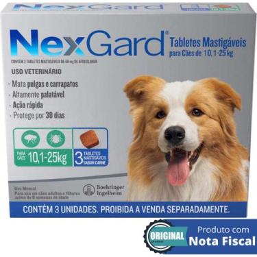Imagem de Nexgard Antipulgas E Carrapatos Cães 10,1 A 25Kg Com 3 Tabletes