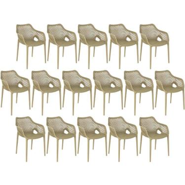 Imagem de Kit 16 Cadeiras De Jantar Design Suits Com Braços Empilhável Em Polipropileno - Nude