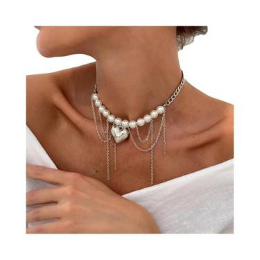 Imagem de Colar Choker Feminino Vintage Com Pingente De Coração E Borla, Joia Cr