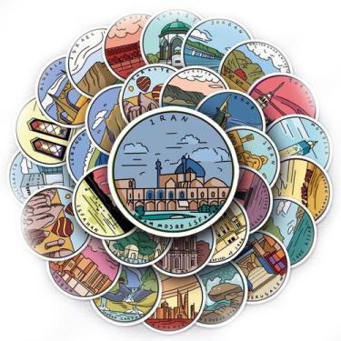 Imagem de Adesivos: 50 unidades/lote, Oriente Médio, locais históricos, impermeá