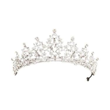 Imagem de Coroa De Noiva Em Cristal Prateado Com Strass, Acessórios De Cabelo Pa