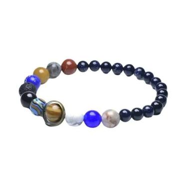 Imagem de Pulseira Unissex 8 Planetas 6mm 8mm Em Pedra Vulcânica Natural Lápis-L