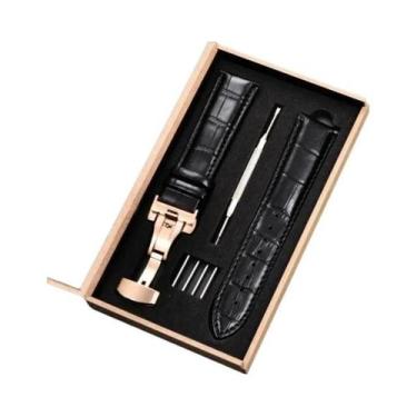 Imagem de Pulseira De Couro Para Relógio, 18mm-24mm, Fecho Borboleta De Aço Inox