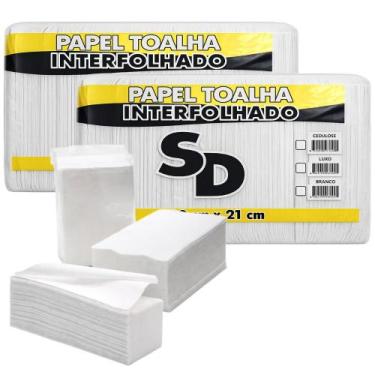 Imagem de Kit 2 Papel Toalha Interfolha Branco 20x21cm 2.000 Folhas SD