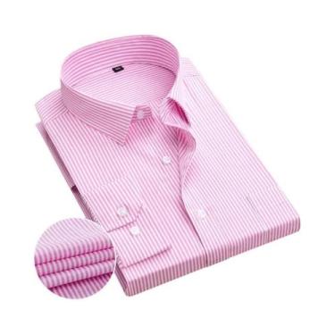 Imagem de Camisa Social Masculina Listrada De Manga Longa Antirrugas Para Primav