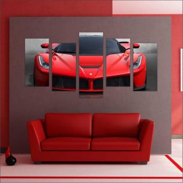 Imagem de Quadro Decorativo Carro Ferrari Mosaico Moderno 5 Peças - Vital Quadro