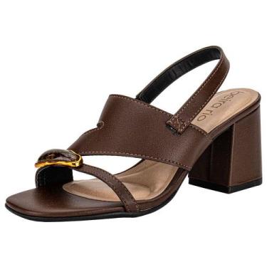 Imagem de Sandália feminina salto grosso beira rio 8436243, Café, 36