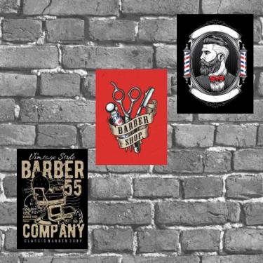 Imagem de kit 3 Placas Parede Vintage Para Barbearia 18x27cm