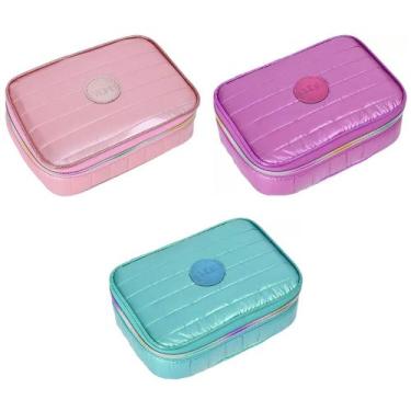 Imagem de Estojo escolar box matelassê metalizado - Yeapp, Rosa