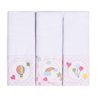 Imagem de Kit Paninho De Boca Balão Bordado na Faixa com 3 Pcs Papi