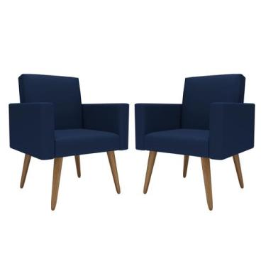 Imagem de Kit 2 Poltronas Nina Barbearia Studio Recepção - Móveis Mafer, Azul-ma