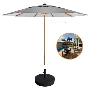 Imagem de Guarda Sol Ombrelone 3,00m + Base 40kg Para Praia Piscina Jardim Cinza
