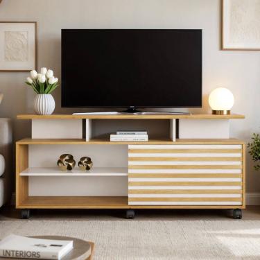 Imagem de Rack para Tv de até 55 Polegadas 1 Porta de Correr Star Cinamomo/Off White