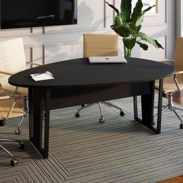 Imagem de Mesa de Reunião para Escritório 1,80mx1,10m Orgânica com Pés em Metal Corporate F5 Preto