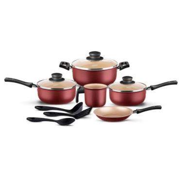 Imagem de Conjunto Jogo de Panelas 8 Peças Frigideira Caçarola Fervedor Leiteira