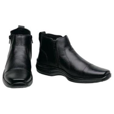 Imagem de Bota Botina Couro Masculina Bico Quadrado Zíper Conforto-Masculino