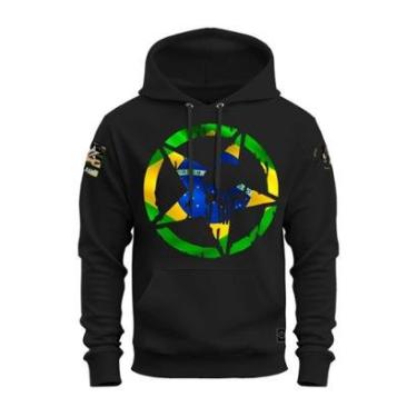 Imagem de Moletom Canguru Blusa De Frio Confortável Estampado Brasão Brasil-Unissex