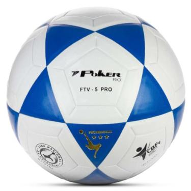 Imagem de Bola de Futevolei Vulcanizada Rio PU Poker, Azul, Branco