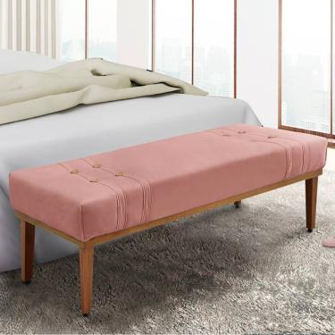 Imagem de Recamier Gênova 195cm Rosa em Veludo com Base de Madeira Maciça Estofado D23 para Quarto e Sala