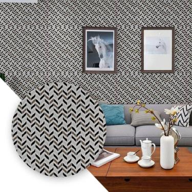 Imagem de Kit Papel de Parede Adesivo PVC Zig Zag Cinza Lavável com Pano Úmido com Cola Adesiva T...